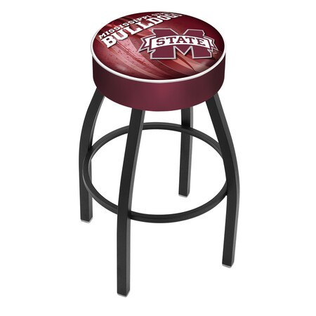 Holland Bar Stool Co 30" Mississippi State Cushion Seat, Blk Wrinkle Base Swivel Bar Stool L8B130MssStU-D2